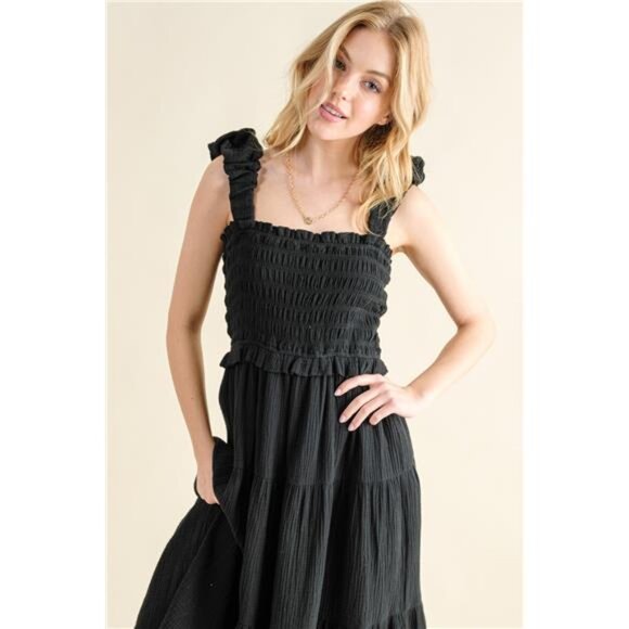NWT "And The Why" Smocked Ruffled Tiered Dress, Cotton, Flirty Summer Dress - Picture 4 of 5